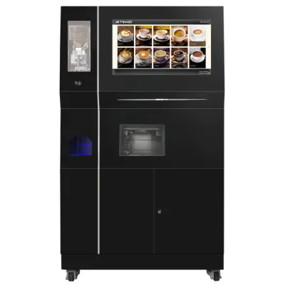 JL560 - Vending To Go Freestand para 180 copos + tampa + café em grão + 6 Solúveis quente e gelado e tela touch 27"