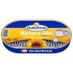 DIAVENA Mackerel fillets, and Mackerel cutlets, canned, 115g./160g./180g./425g.
