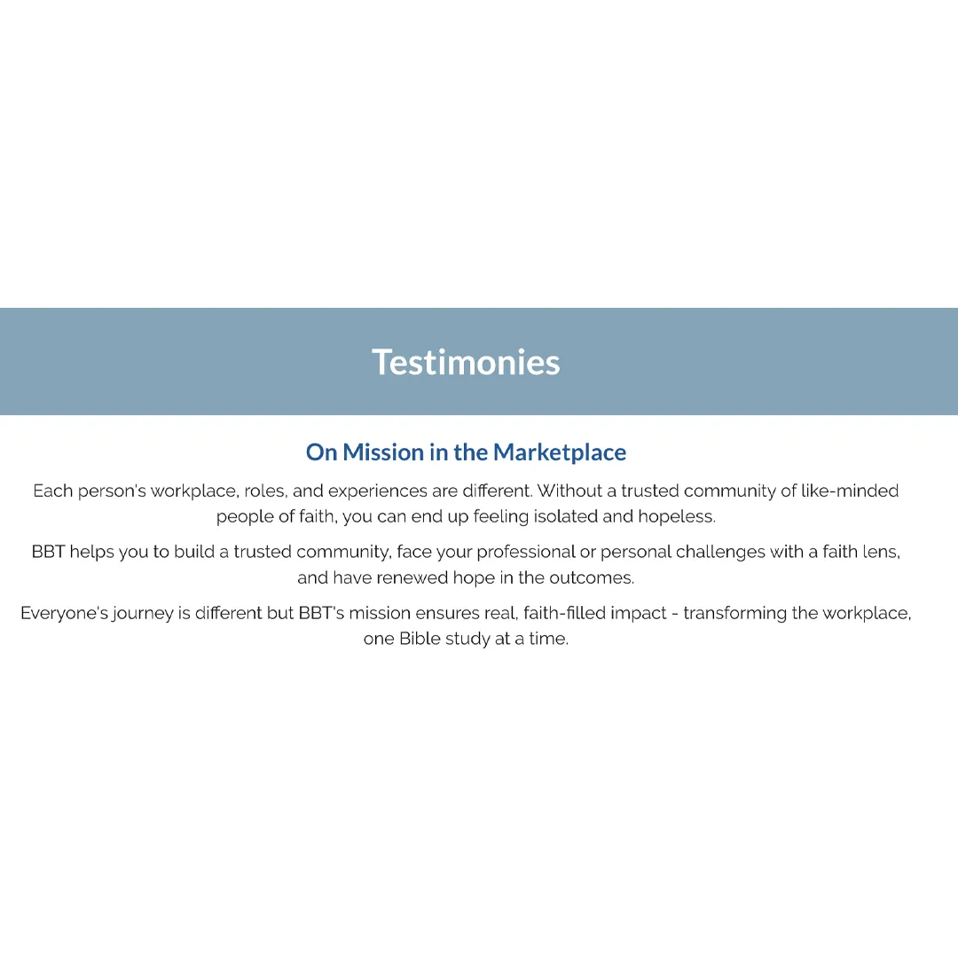 BBT Group Testimonies