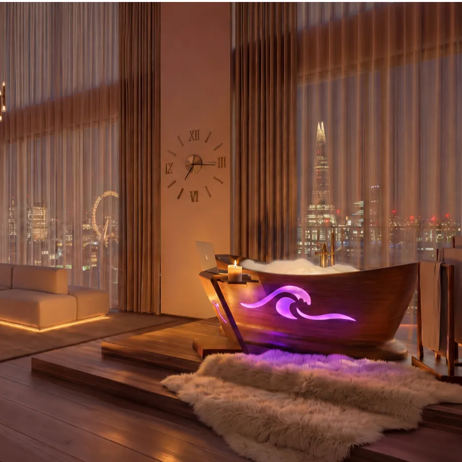 Liberty – Illuminated Wave Wooden Bath Set