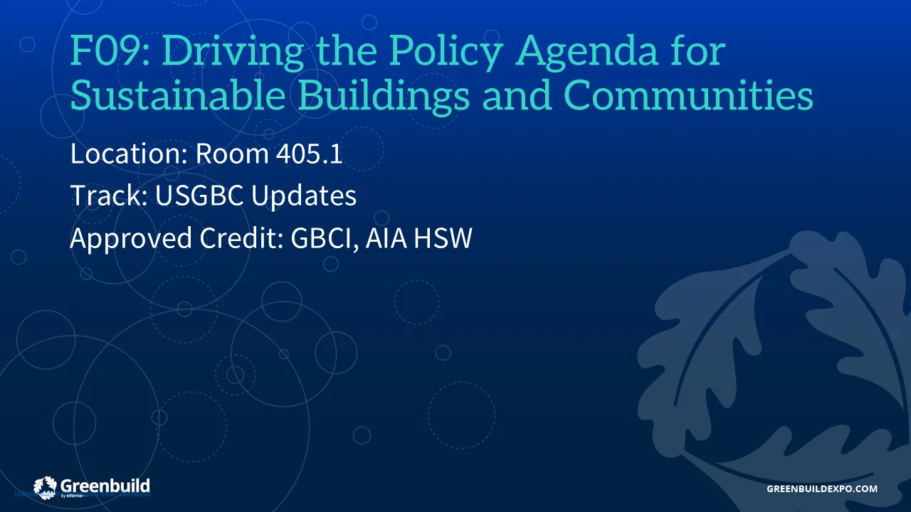 Driving the Policy Agenda for Sustainable Buildings and Communities