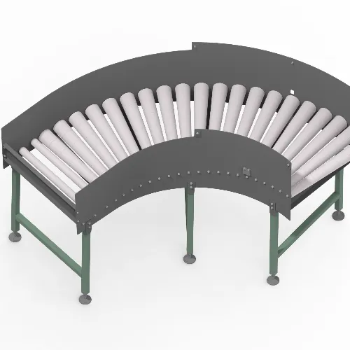 Convoyeur courbe à rouleaux motorisés 90° sans longueur droite