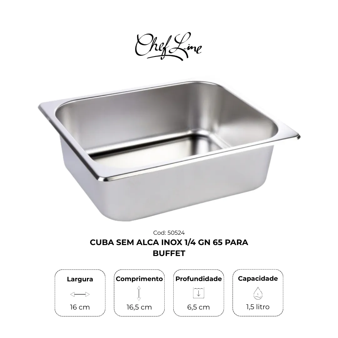 Cuba sem alça inox 1/4 GN 65