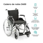 Cadeira de Rodas em Alumínio Dobrável até 120 Kg D600