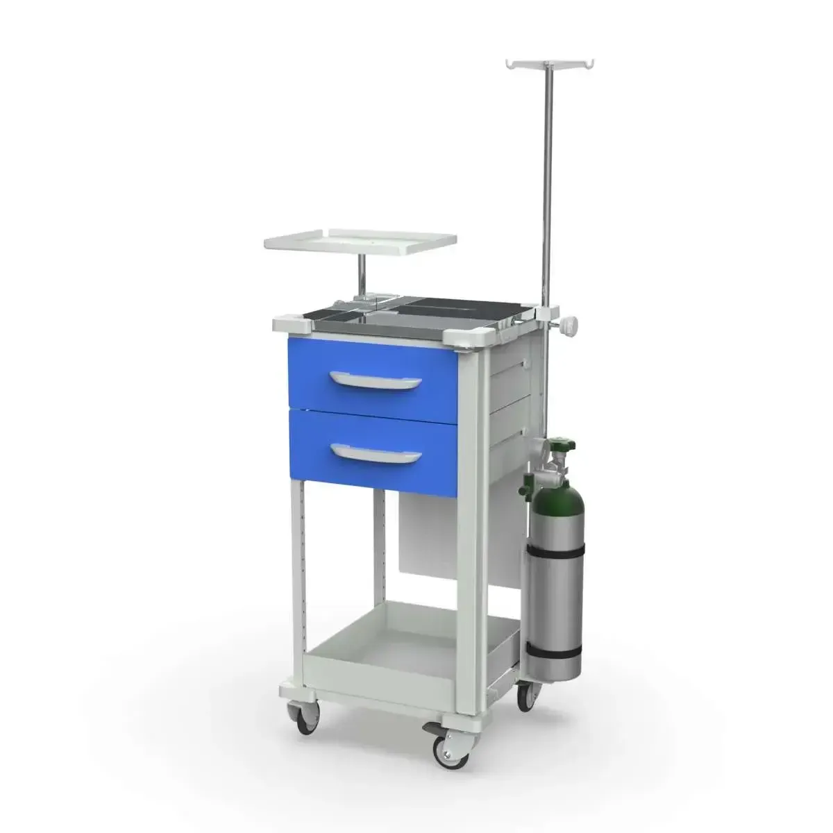 Carrinho de Emergência Hospitalar com 2 Gavetas Azul