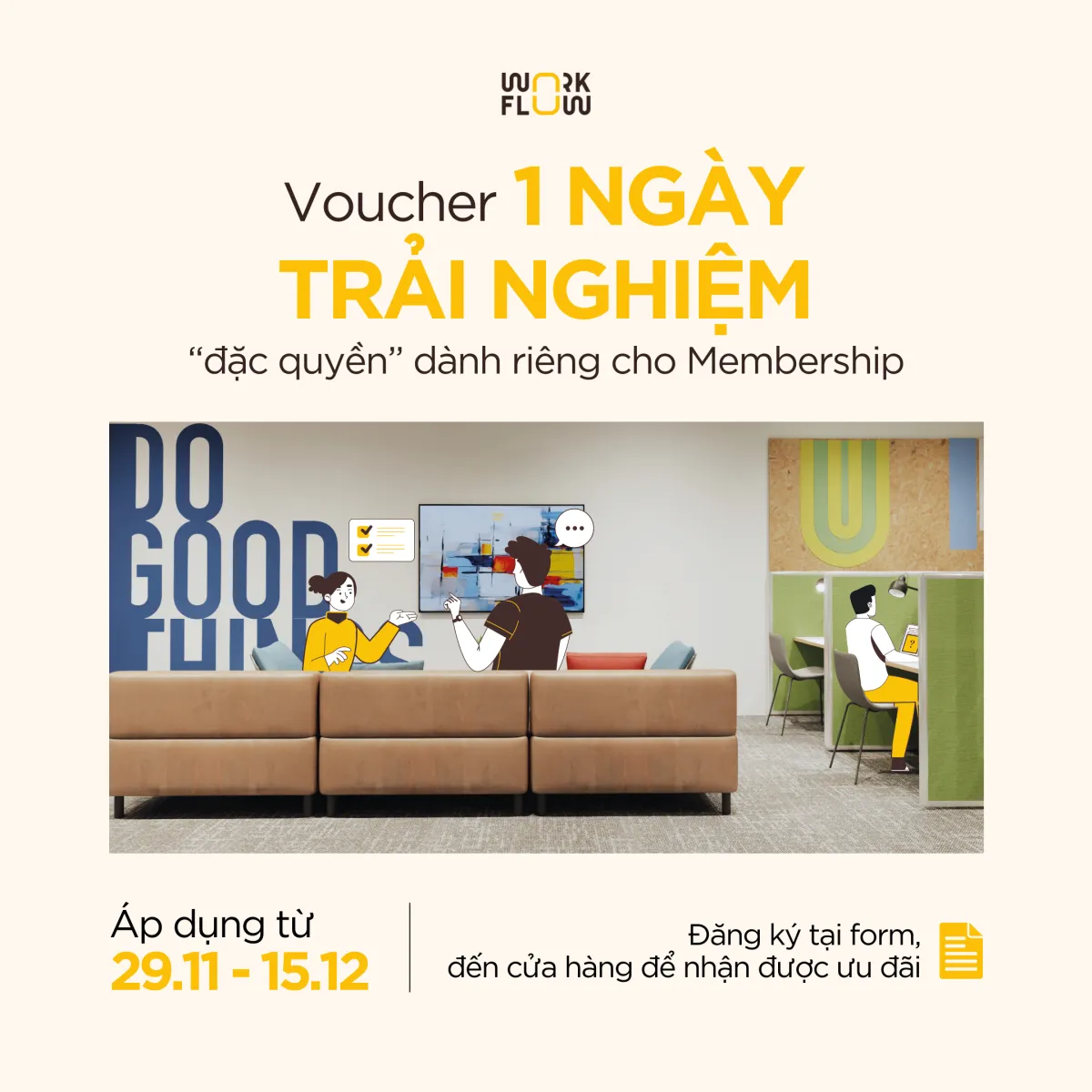 TRẢI NGHIỆM MIỄN PHÍ KHÔNG GIAN LÀM VIỆC TẠI WORKFLOW SPACE TRONG 1 NGÀY!