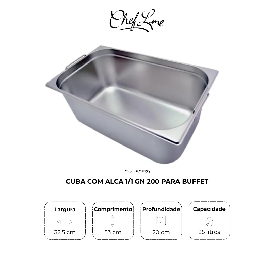 Cuba com alça 1/1 GN 200
