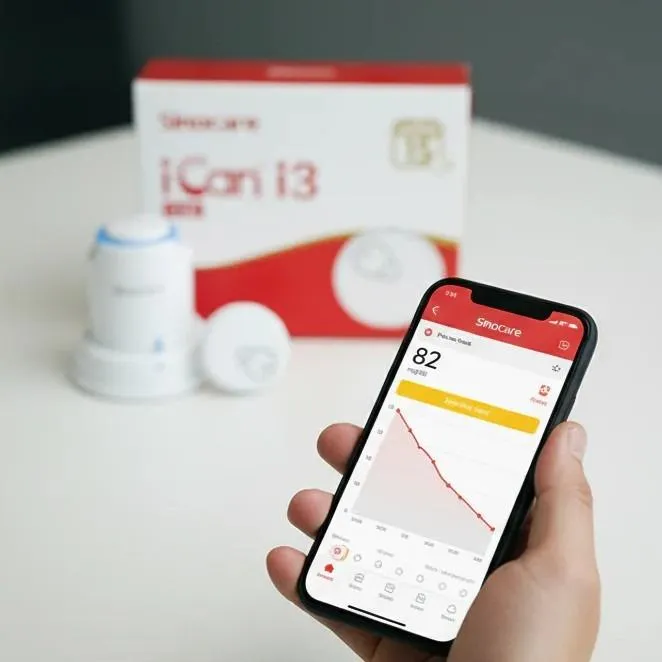 Sinocare iCan i3 Continuous Glucose Monitor 15 Days CGM Sensor Blood Sugar Monitoring Diabetes Management Smart Glucose Device Automatically Real-time 3 Minutes Readings Updates Tracking via App