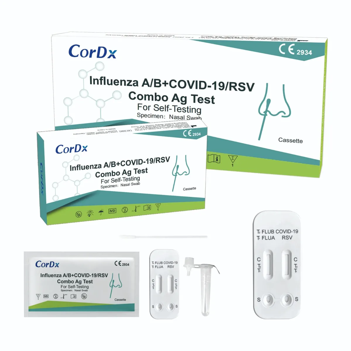 Influenza A/B+COVID-19/RSV Combo Ag Test (For Self-Testing)
