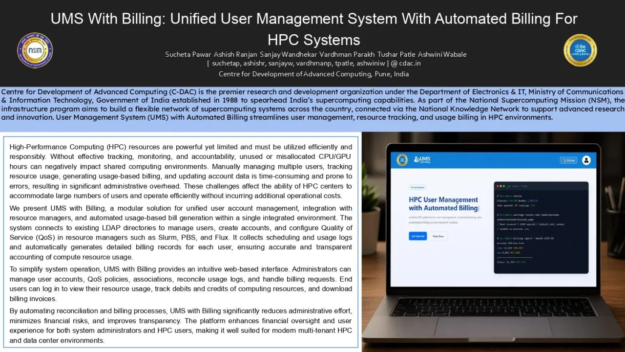 UMS With Billing: Unified User Management System With Automated Billing For HPC Systems
