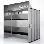 Water painting booth with double veil