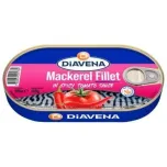 DIAVENA Mackerel fillets, and Mackerel cutlets, canned, 115g./160g./180g./425g.