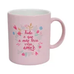 Caneca Ceramica delicadinha Rosa Candy Fosca 310ml