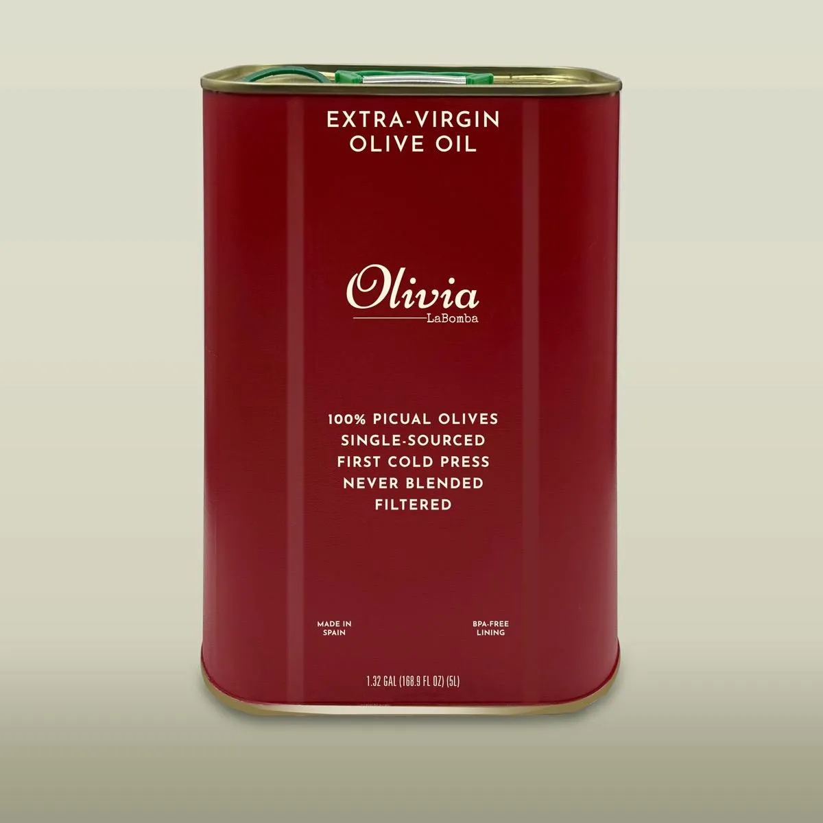 Olivia LaBomba EVOO 5 Liter BPA-free Lined Can (Double spout)