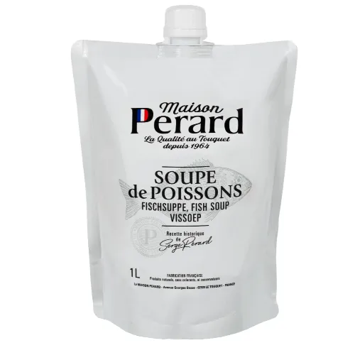 Fish soup pouch 1L and 3L with resealable cap