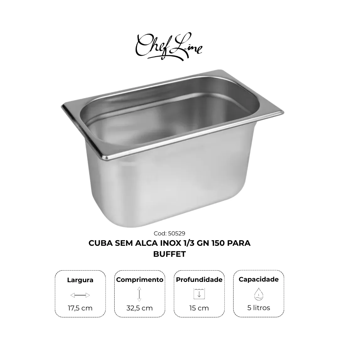 Cubas sem alça 1/3 GN 100 e 150
