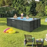 KIT PISCINE GRAPHITE RECT TUBULAIRE (L)4,00 x (l)3,00 x (h)1,24m