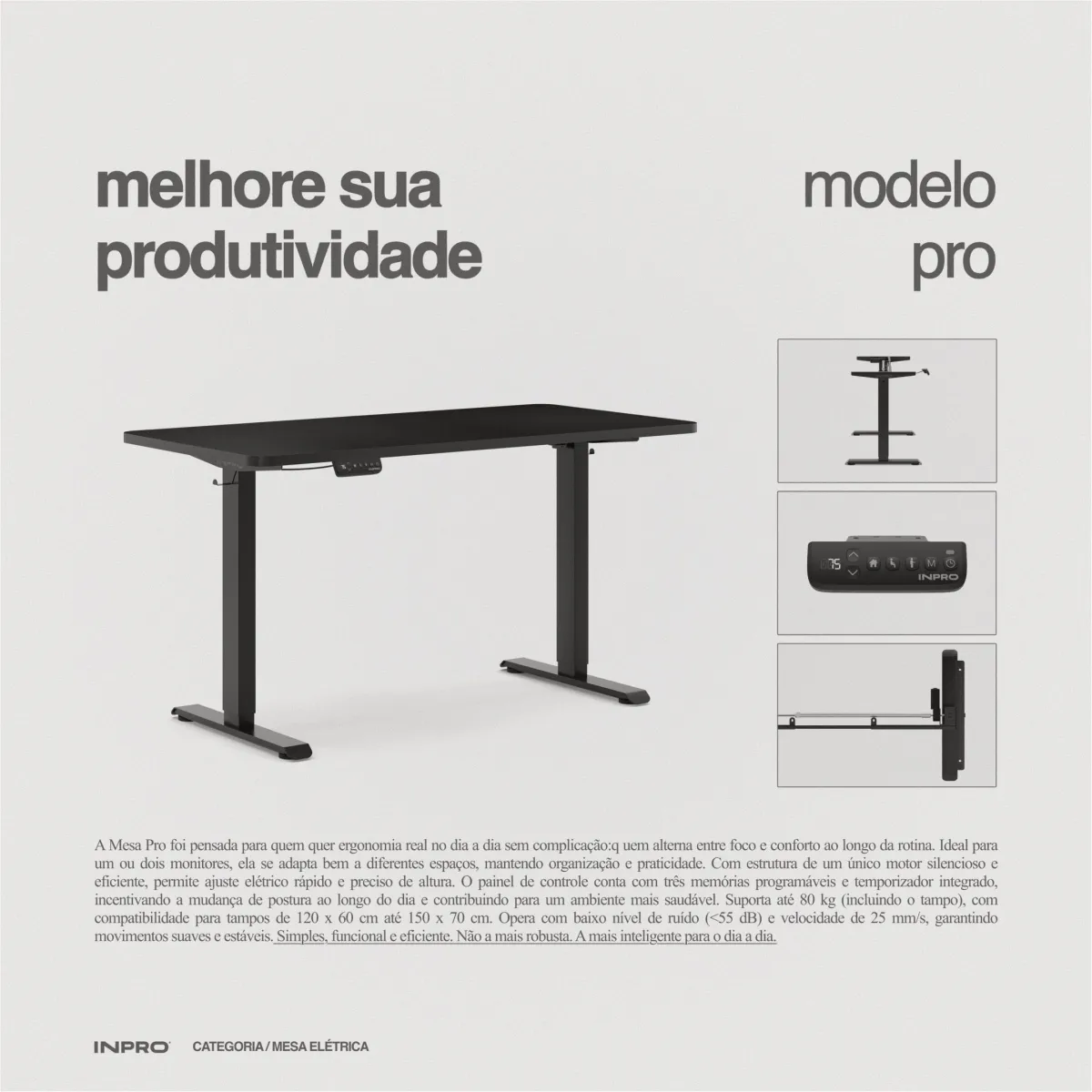 Mesa com regulagem de altura PRO
