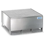 Spill pallet pro-line in st steel for 1 drum, accessible underneath, with st steel grid 850x870x430