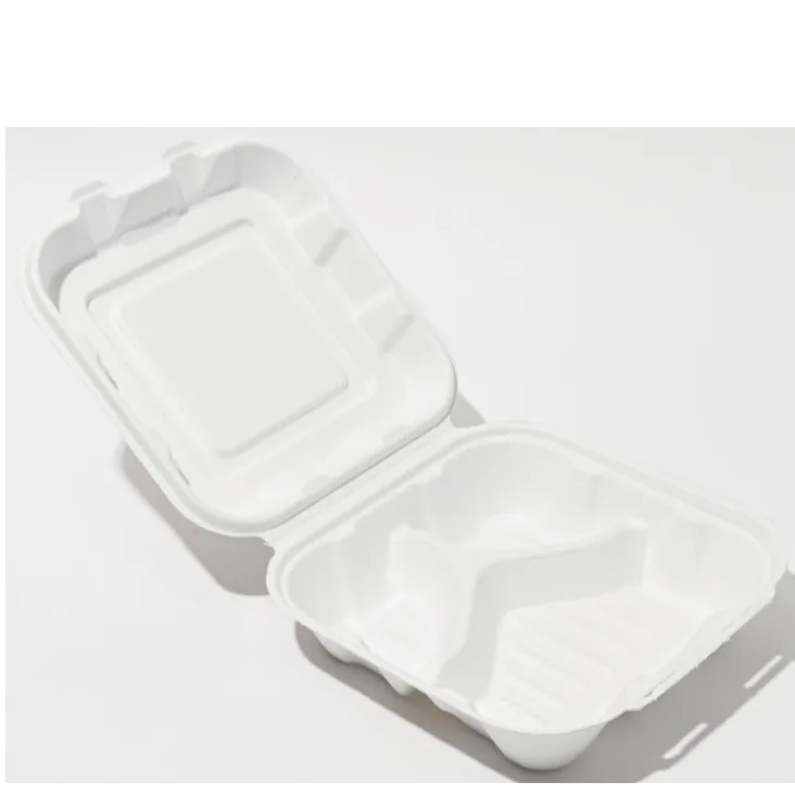 Biodegradable Clamshell Container 8.5 inch 3 Com PFAS Free /XDJ-PPC-B8503