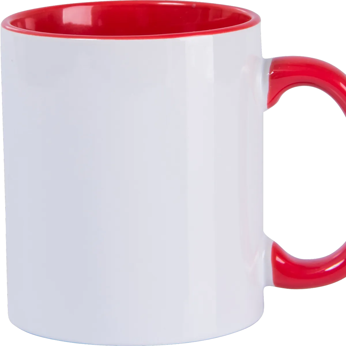 Canecas Para Sublimação de Cerâmica Branca Com Interior E Alça Vermelha 325ml