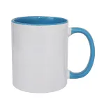 Canecas de Cerâmica Branca Com Interior/Alça Azul Light Para Sublimação 325ml