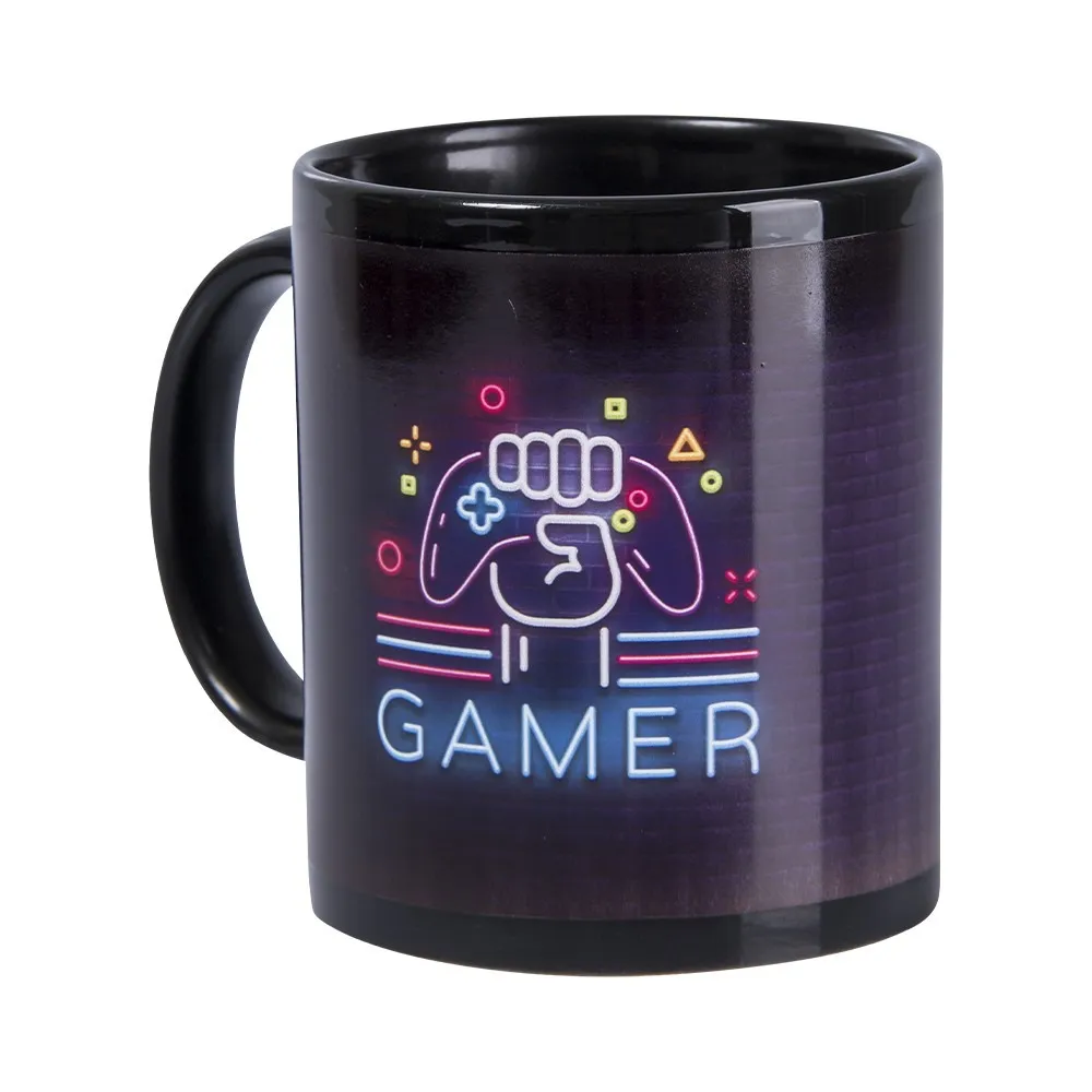 Canecas de Cerâmica Preta Com Tarja Branca 325m