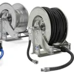 Enrolador de Mangueira em aço inoxidável com mangueira de grau alimentício