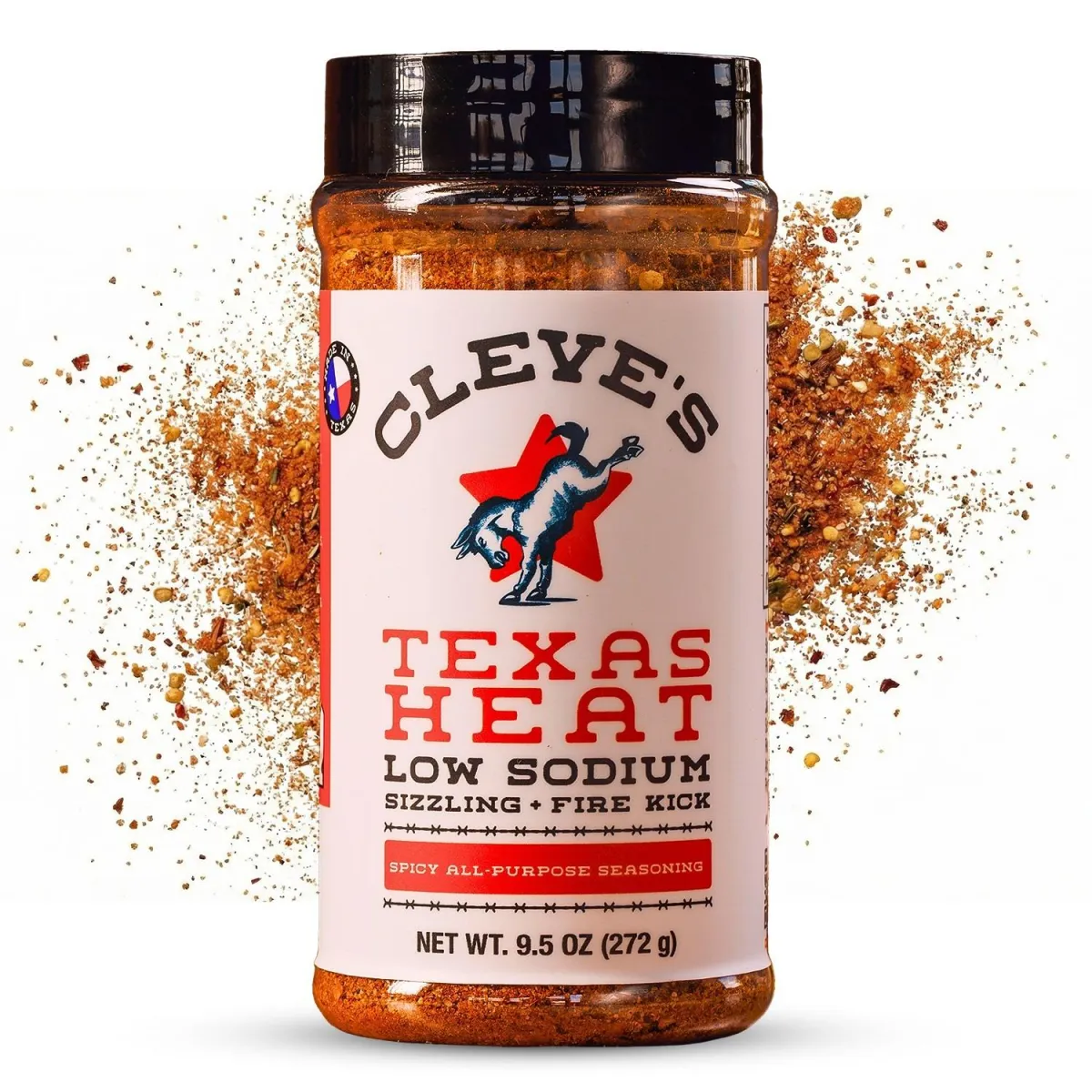 Cleve's Gourmet Texas Heat Sizzling Fire Kick, Spicy Enhancement for Grilling & Cooking, Texas Heat Seasoning with Chili Pepper & Cayenne Kick
