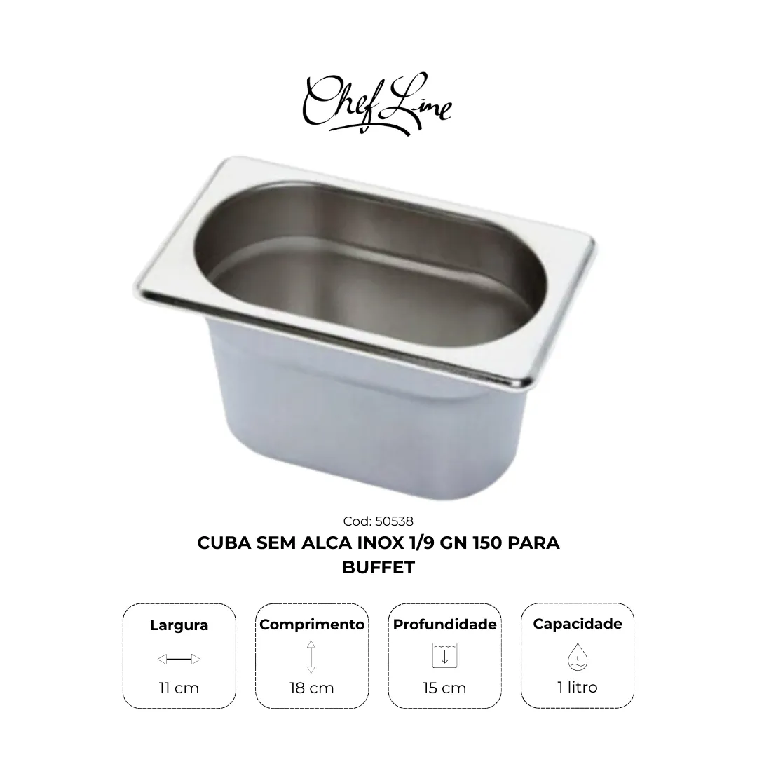 Cuba sem alça inox 1/9 GN 65