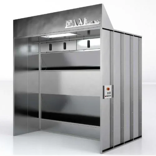 Water painting booth with double veil