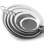 Peneiras inox reforçadas nos tamanhos: 8 cm, 12 cm, 16 cm e 20 cm