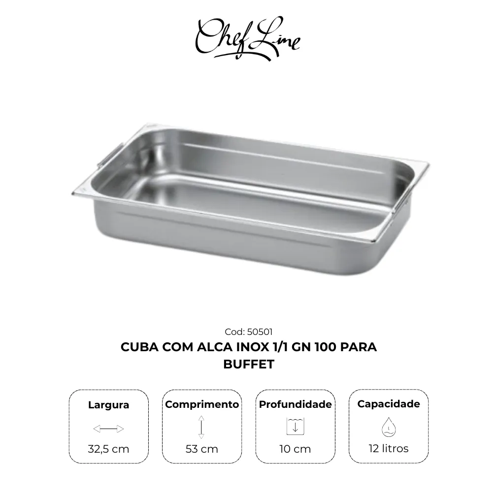 Cuba com alça inox 1/1 100