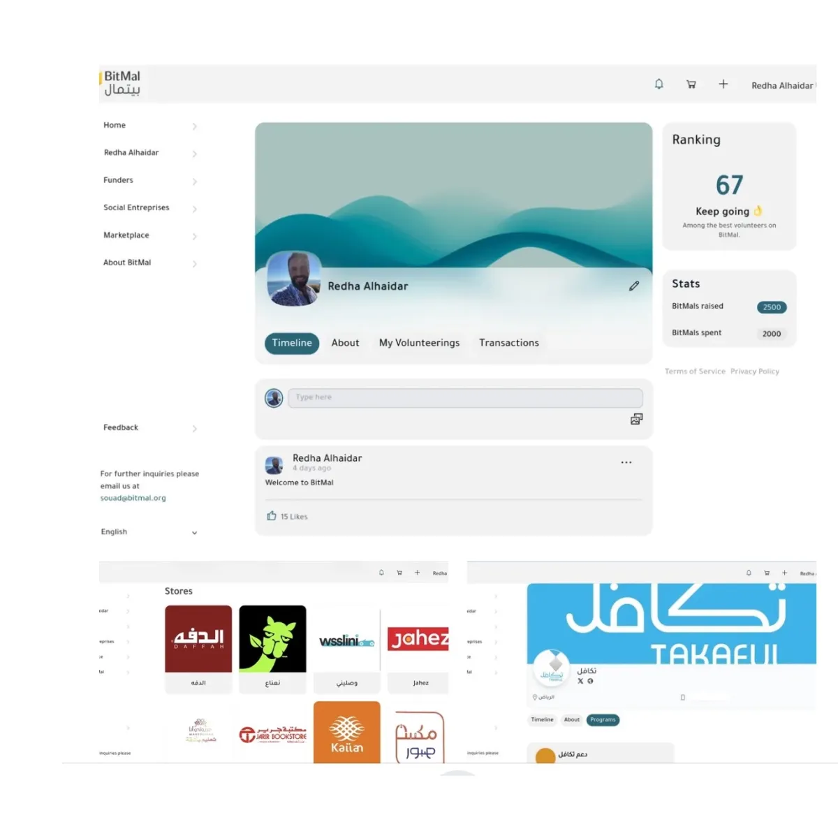 BitMal points & social marketplace to optimize impact & traceability