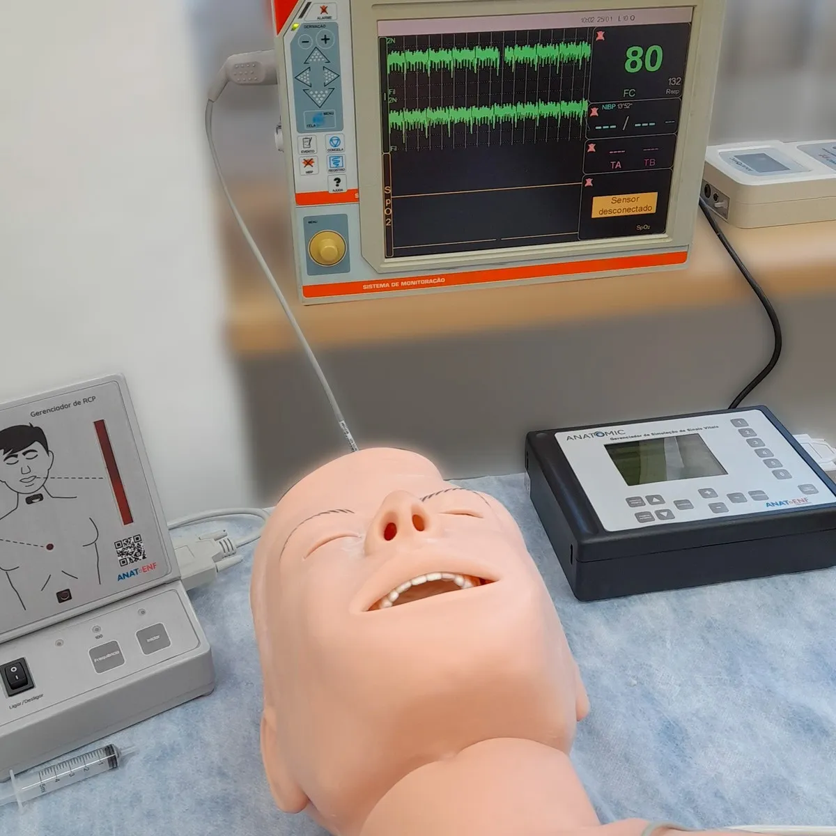Manequim Bissexual, Simulador para Treino Enfermagem, Ausculta, ACLS, DEA e ECG