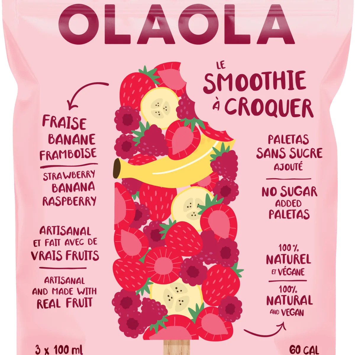 Le smoothie à croquer strawberry, banana, raspberry