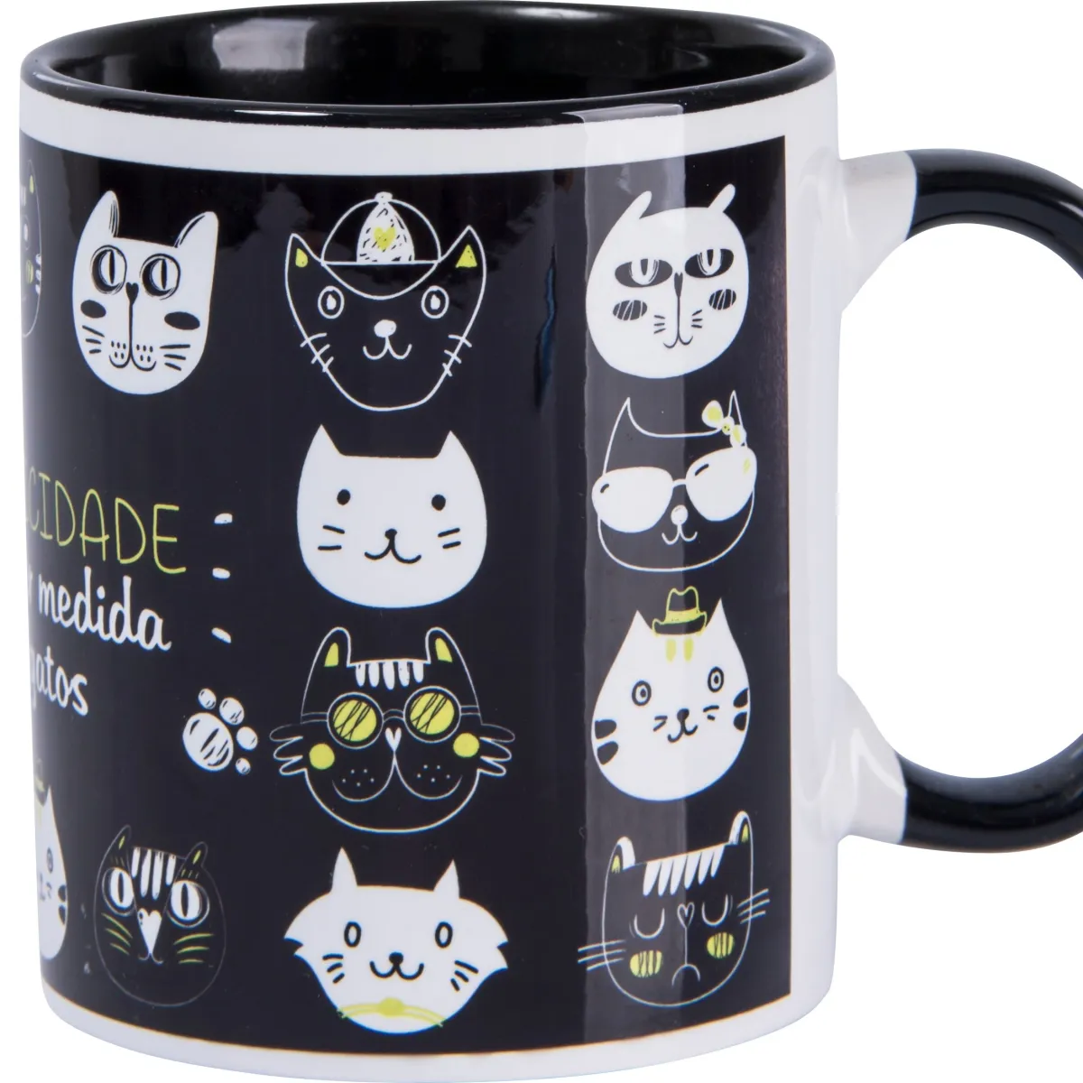 Canecas de Cerâmica Branca Com Interior E Alça E Preta Para Sublimação 325ml