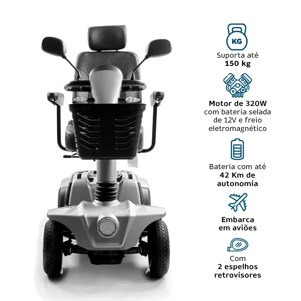 Cadeira Motorizada Scooter Médica, Elétrica, Dobrável, suporta até 150 Kg CS