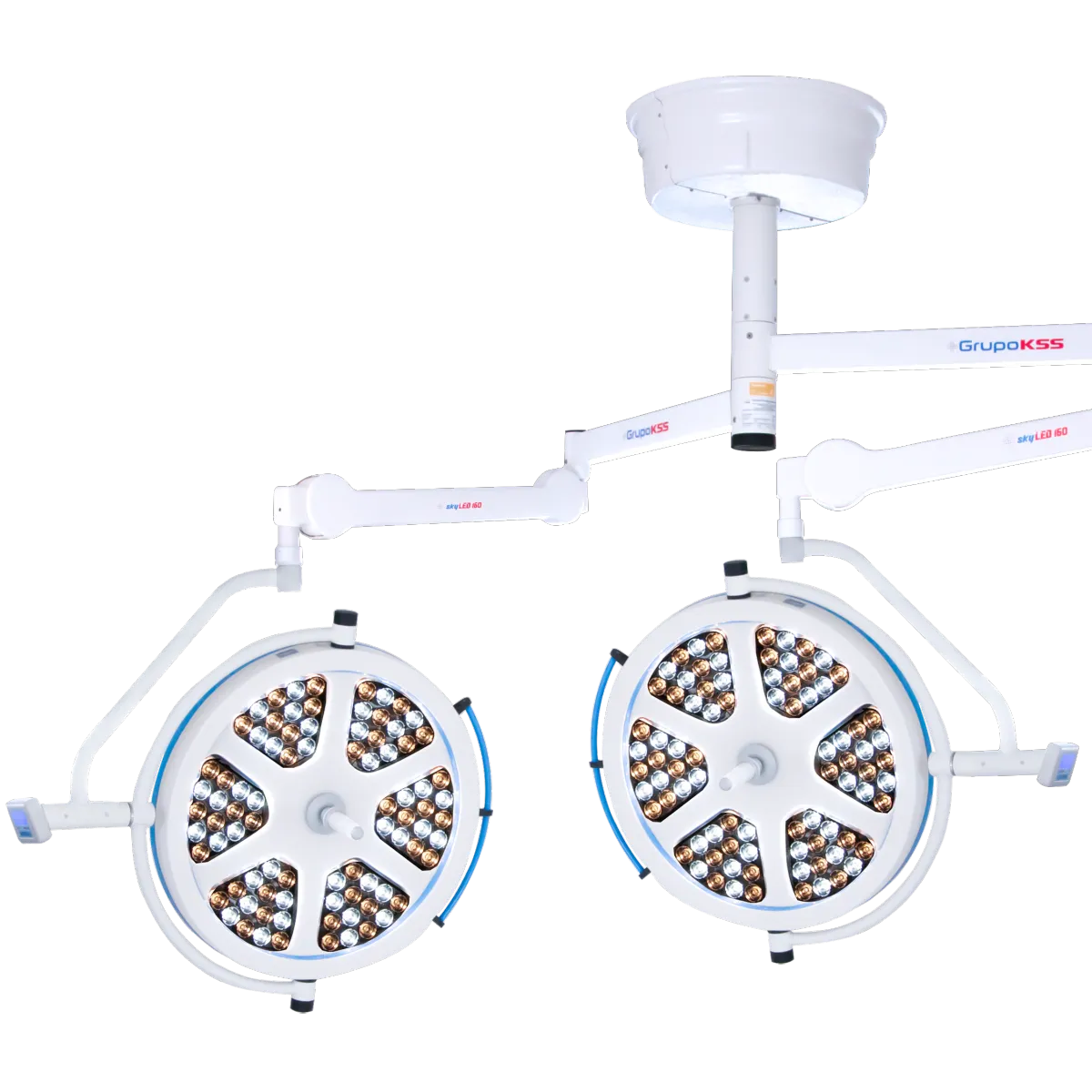 Foco Cirúrgico SKYLED de Teto Dois Braços 160 / 160 (160.000 LUX Cada Cúpula)