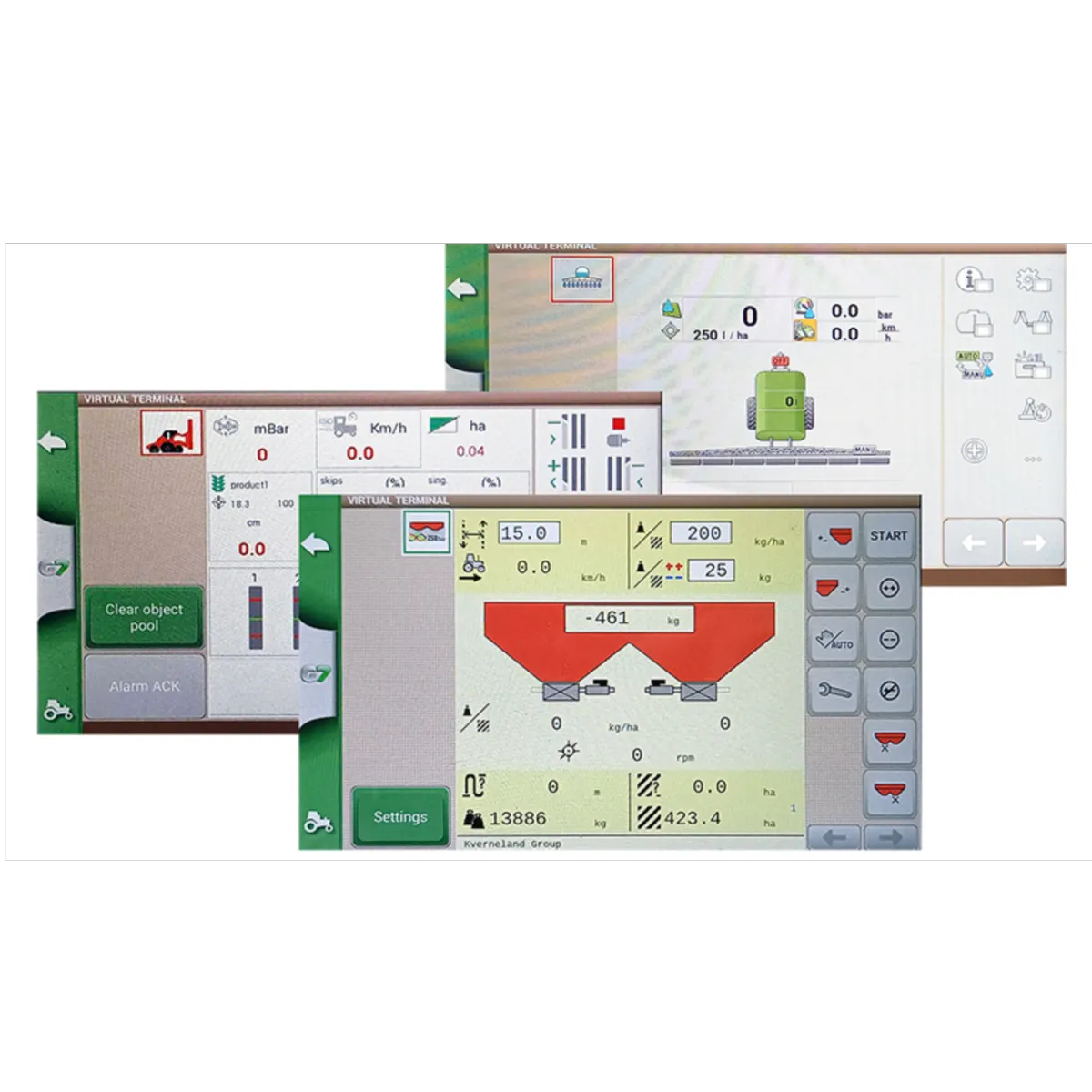 ISOBUS linha completa de monitores GPS e módulos para implementos agrícolas.
