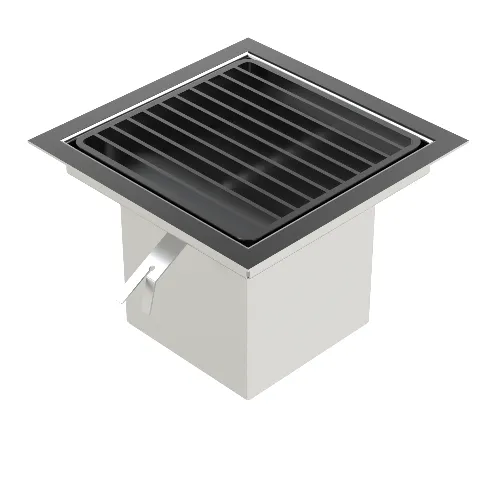 Siphon square bowl with basket flange 340 x 340 - Vertical outlet