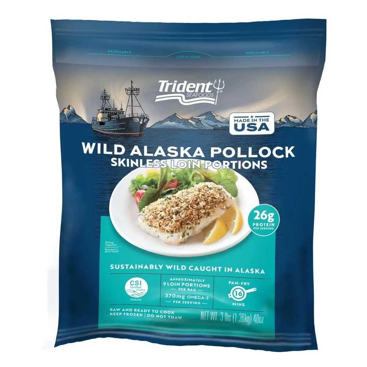 Trident Seafoods - Wild Alaska Pollock Skinless Loin Portions
