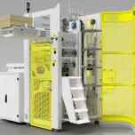 Máquina Vertical para Colar e Tampar Caixas