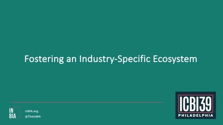 Fostering an Industry-Specific Ecosystem
