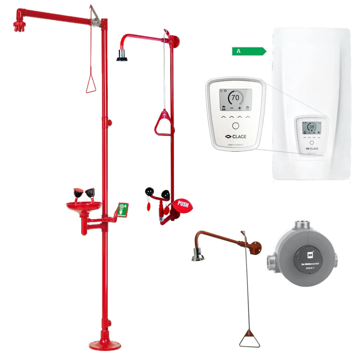 Warm water voor nooddouches 15°, 20° of 23°C ?