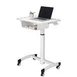 Mobile Movable Height Adjustable Desk with Storage Drawer on Wheels for School Office Use