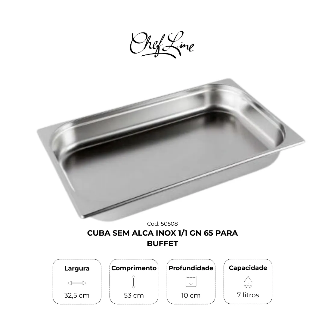 Cuba sem alça inox 1/1 GN 65