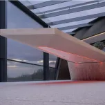 Floating precast concrete table