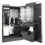 JL28 - Vending de bancada para 200 copos + café grão + 3 solúveis e tela touch de 10"