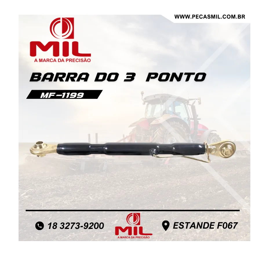 Center Link, Ball Assembly Type, Thick Thread/Tube 53 cm for Tractors.